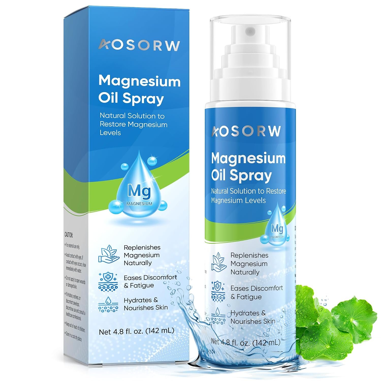 AOSORW Magnesium Oil Spray for Sleep – Topical Magnesium Body Spray for Legs, Feet & Body – Non-Greasy Magnesium Spray