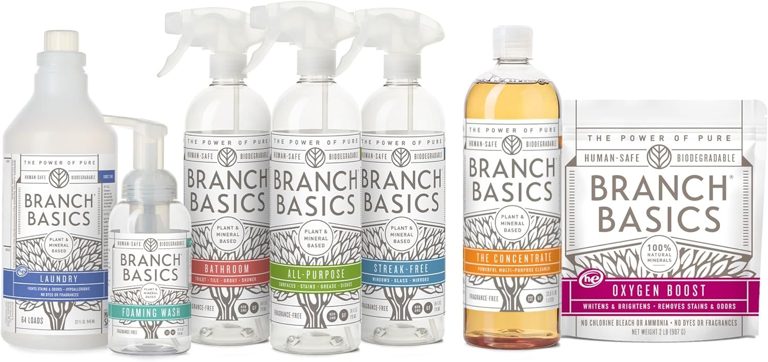 Branch Basics Premium Kit: All-Purpose, Glass, Bathroom, Hand Wash, Laundry