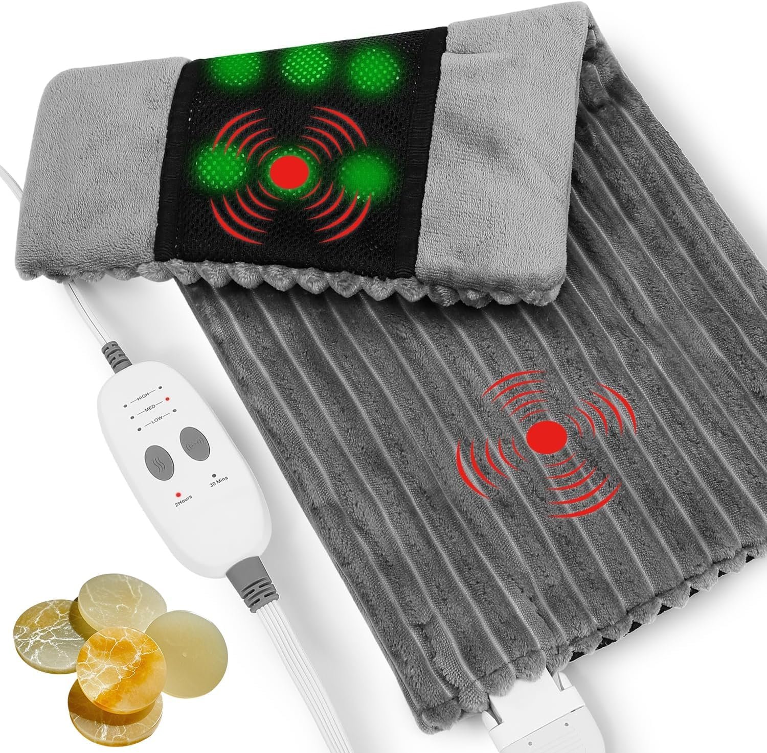 Far Infrared Weighted Heating Pad, Natural Jade, Vibrating Massaging