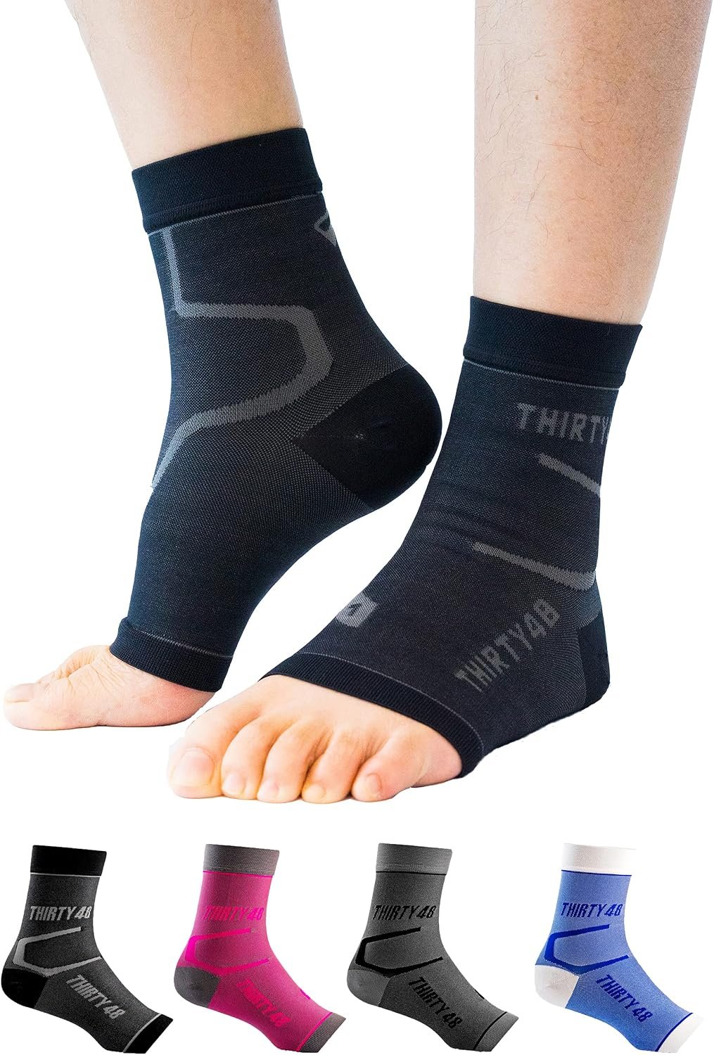 Thirty48 Plantar Fasciitis 20-30 mmHg Ankle Compression Socks, Foot Brace