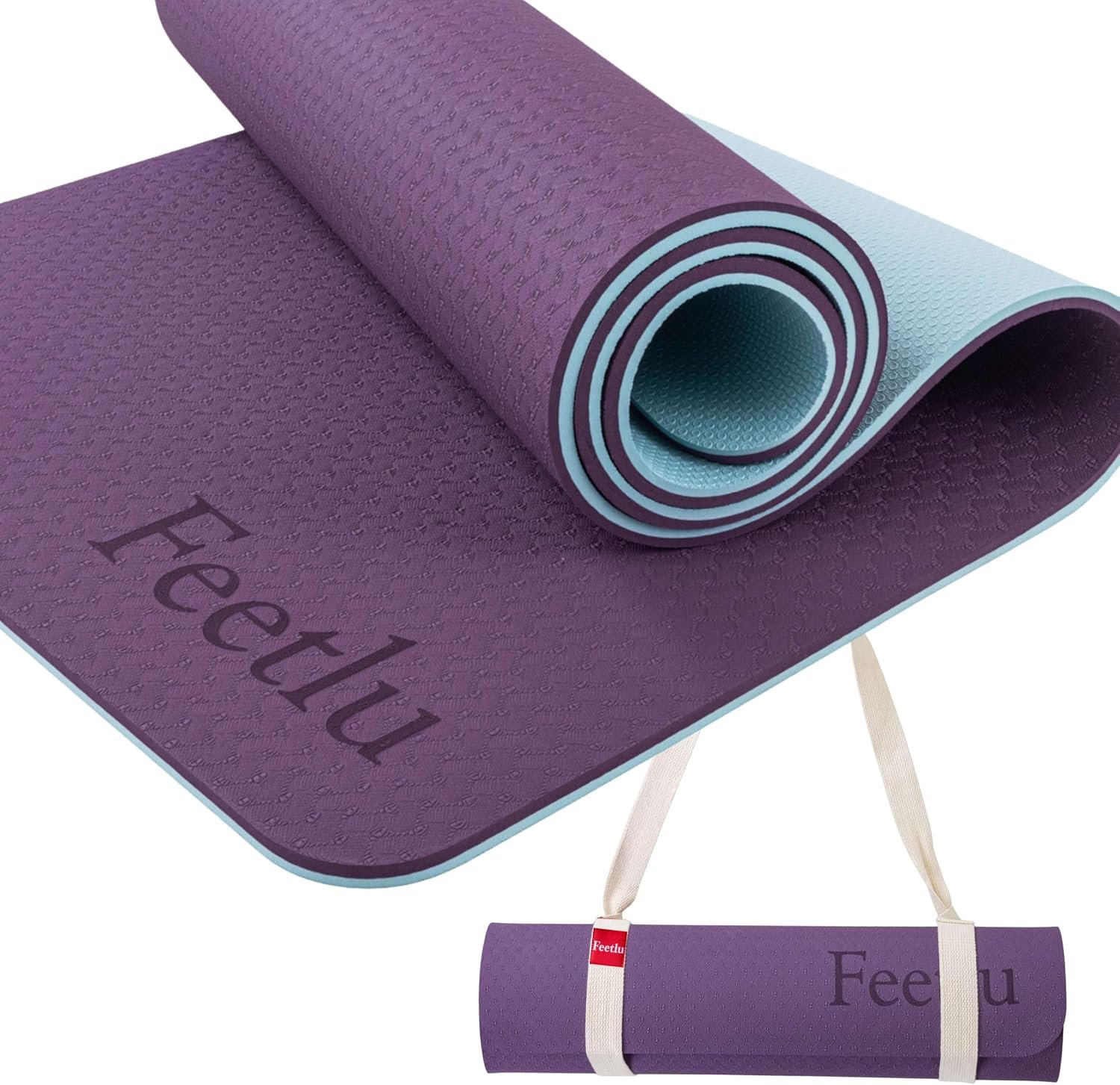 Extra Thick 10mm Yoga Mat, 72″ x 24″, Non-Slip with Carry Strap