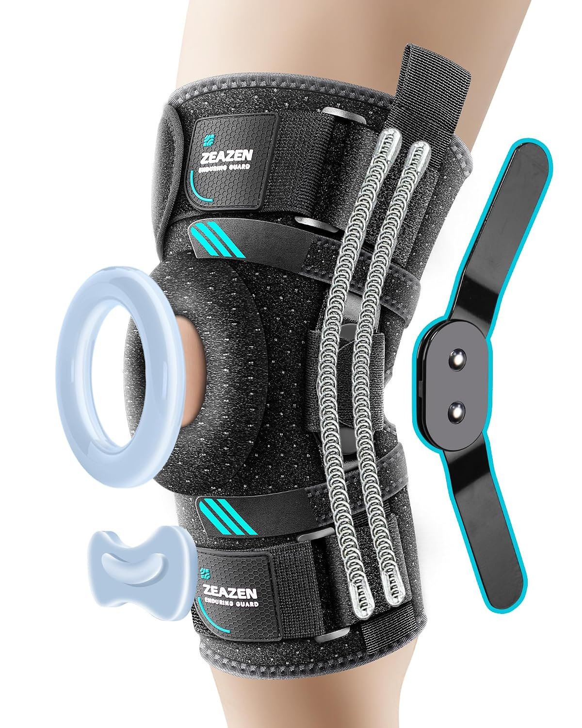 Hinged Knee Brace with Dual Metal Side Stabilizers & Patella Support – Adjustable Open Patella Knee Support for Men and Women – Helps with ACL, MCL, Meniscus Issues – Breathable Design for Sports, Running, Workout (Medium)