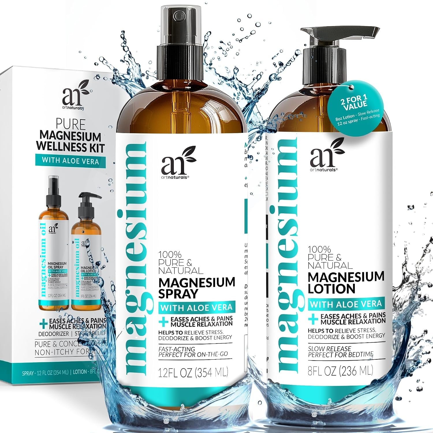 ArtNaturals Magnesium Oil Spray & Body Lotion Set
