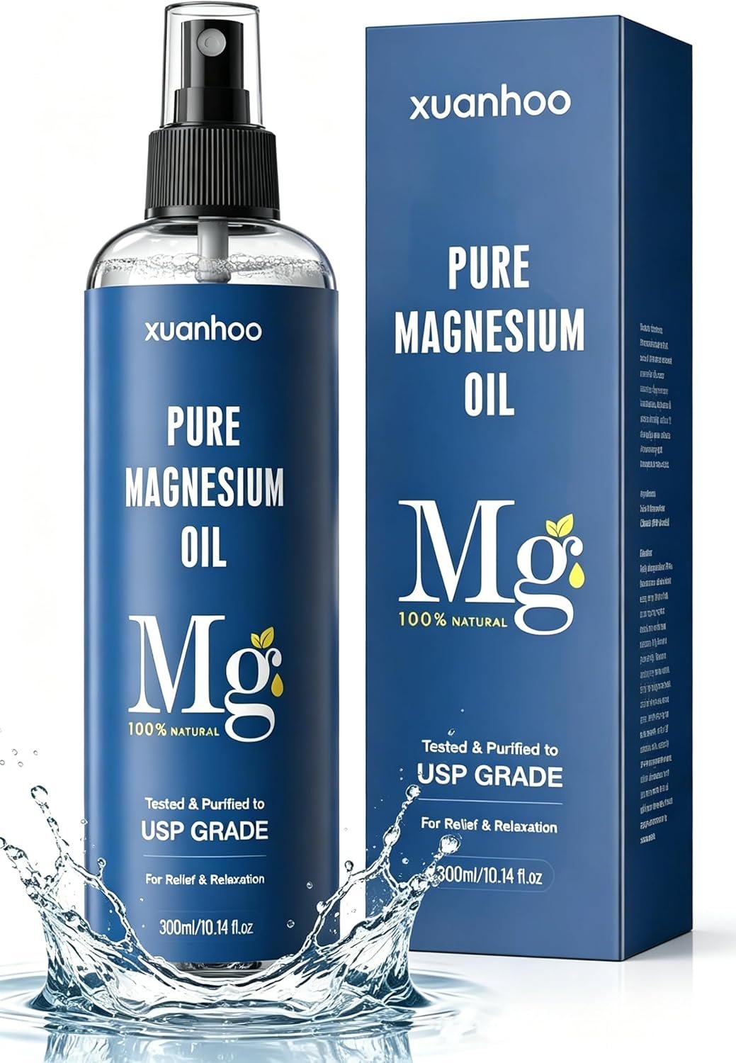 100% Pure Magnesium Oil Spray 10.14oz for Sleep & Muscle Relief&Migraines