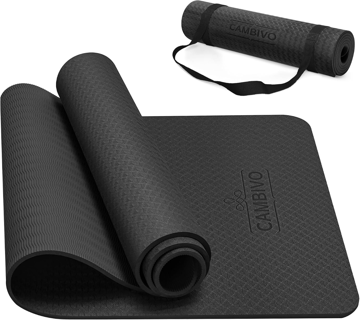 CAMBIVO Yoga Mat for Women Men Kids, 1/3 & 1/4 & 2/5 Inch Extra Thick Yoga Mat Non Slip, 72″ x 24″ TPE Yoga Mats, Workout Mat with Carrying Strap for Yoga, Pilates and Floor Exercises