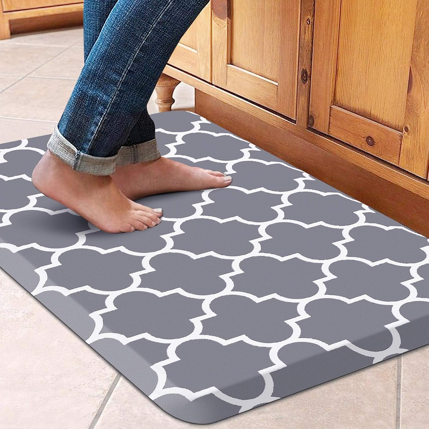 WISELIFE Kitchen Mats and Rugs Cushioned Anti-Fatigue, 17.3″x 28″, Grey