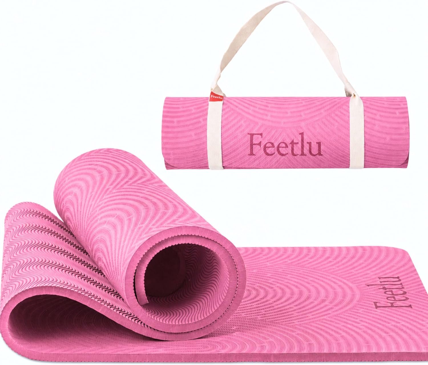 Extra Thick 12mm Exercise Mat, 74″ x 26″, Non-Slip with a Yoga Strap