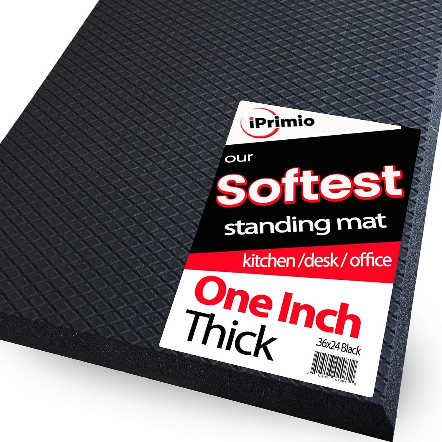 iPrimio Anti Fatigue Standing Desk Mat, 1 Inch Thick, 36″ x 24″, Black