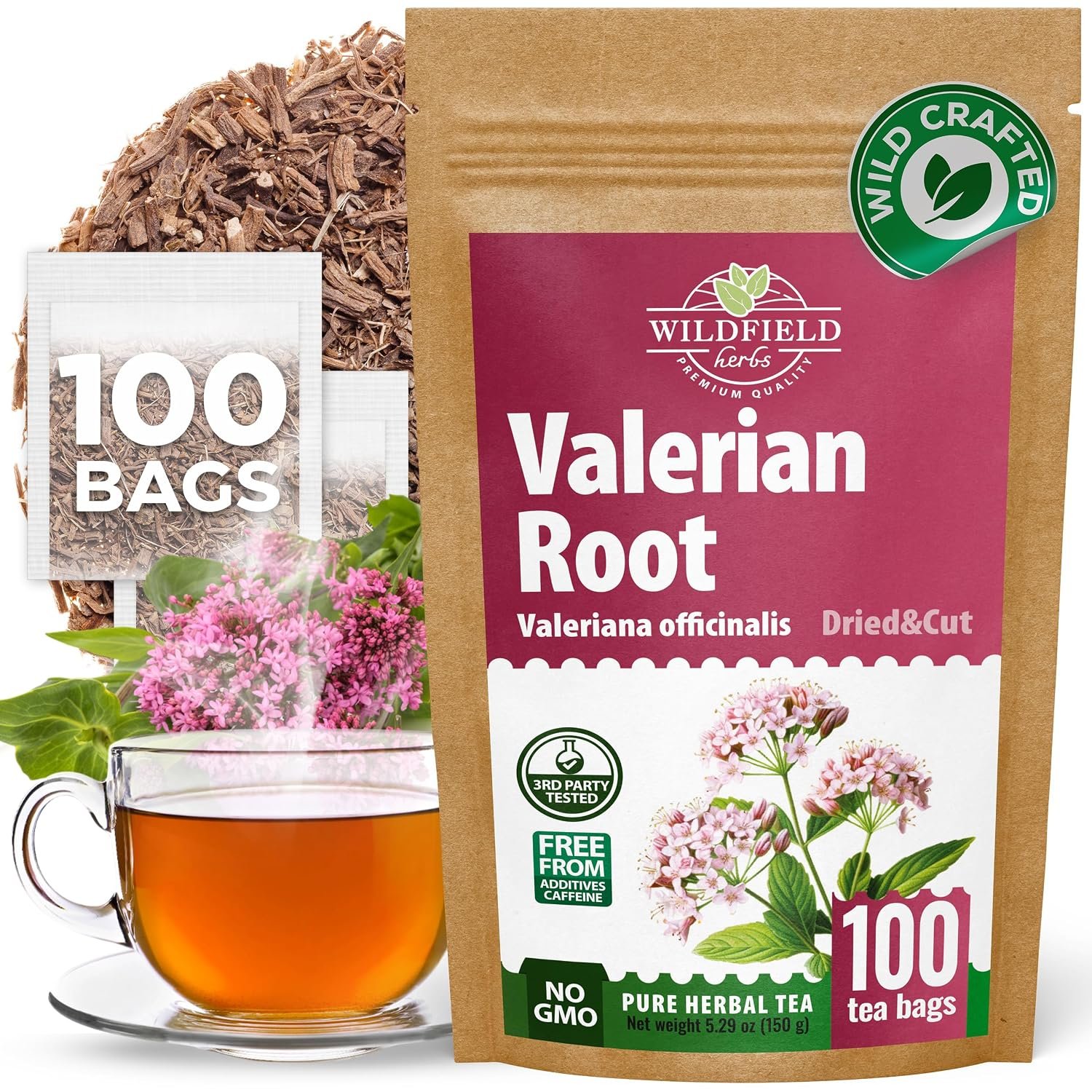 100 Bags Valerian Root Tea (Valeriana officinalis) – 100 Count 1.5g Te De Valeriana Herb
