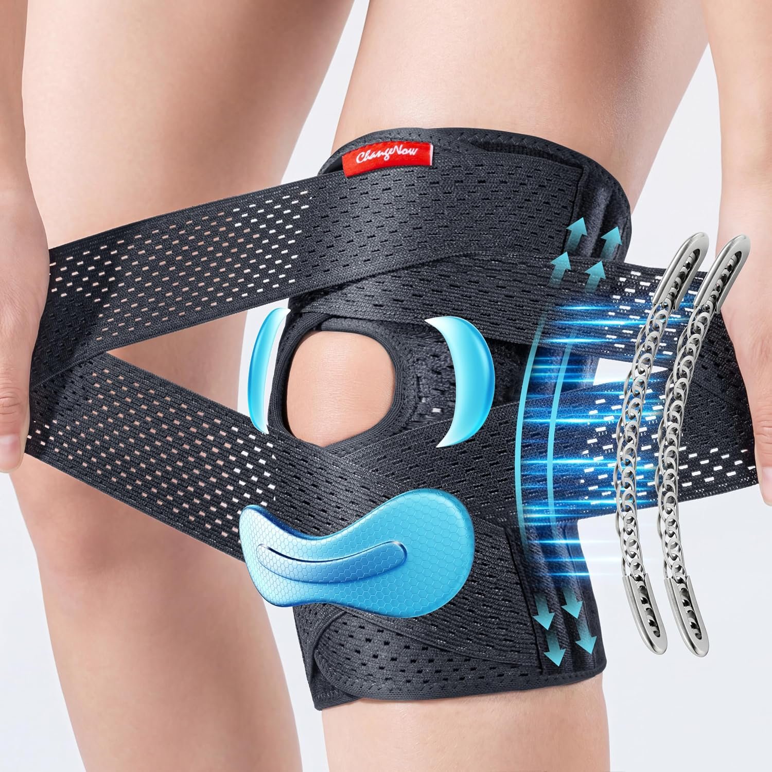 Upgraded Knee Brace for Women and Men,Knee Support with Side Stabilizers-L